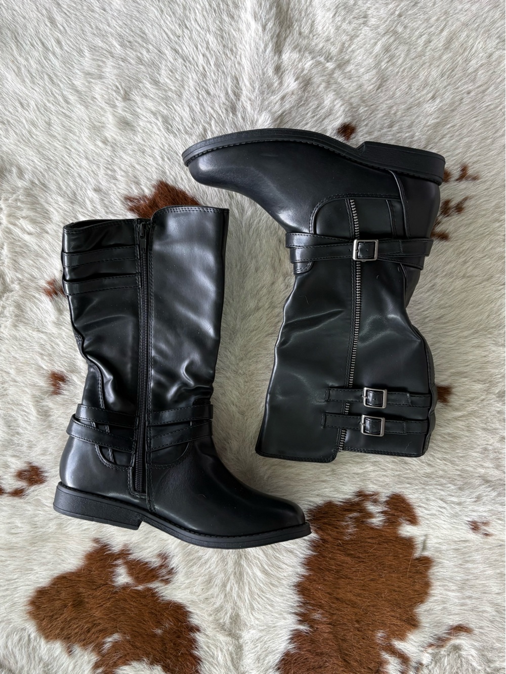 NEW in box: Black Mid-Calf Buckle Boots - Women